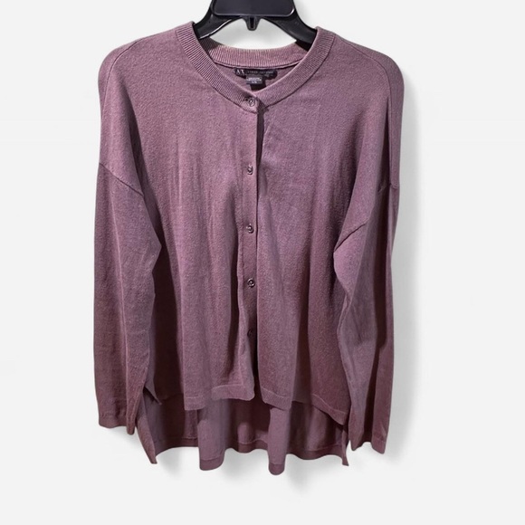Armani Exchange Vintage High Low Grey Cardigan button Top size XL Women’s - Picture 7 of 8